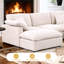 Canapé d'angle modulaire 8 pièces de 144 po de largeur, canapé surdimensionné à assise profonde recouvert de chenille avec pouf et coussins amovibles-208538848