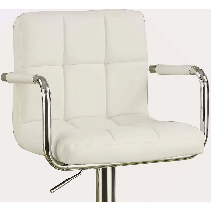 Ensemble de 2 tabourets de bar blancs en similicuir et tabourets de bar à hauteur réglable, Blanc