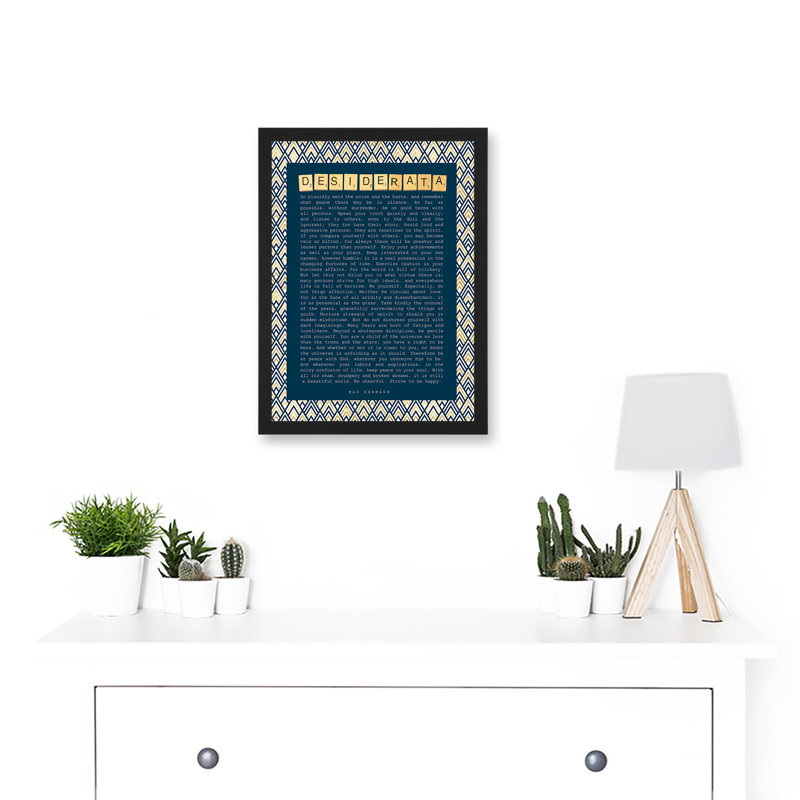 Quote Ehrmann Desiderata Pattern Letters Motivation - Single Picture Frame Print