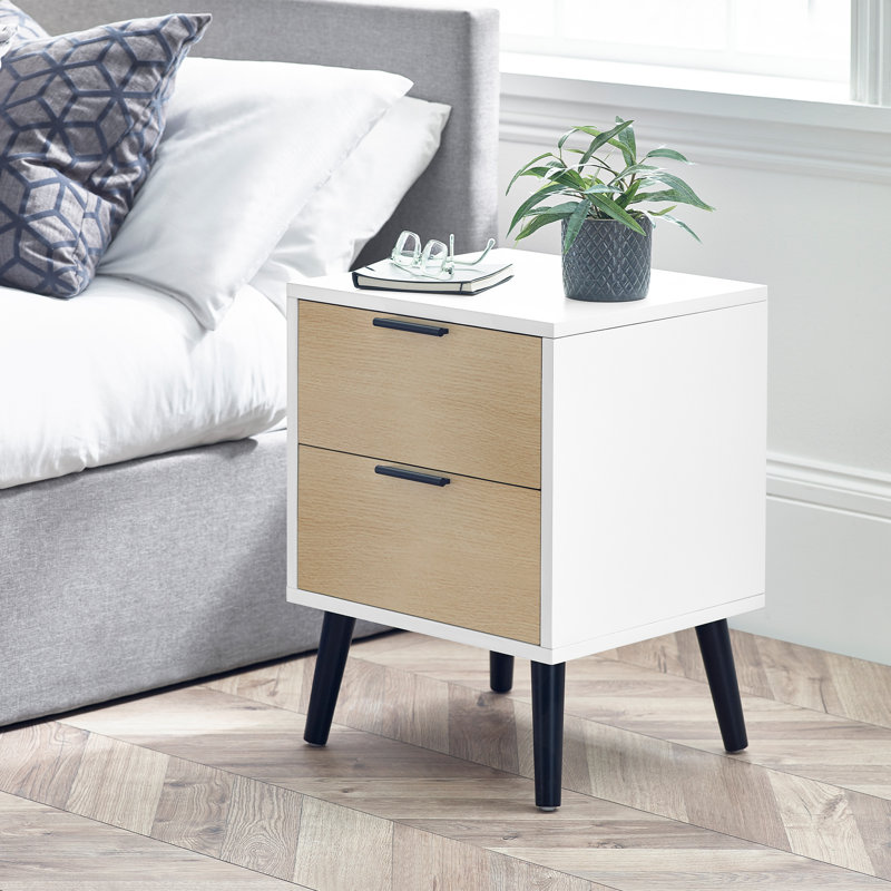 Elkville 45cm W Bedside Table, Brown/White