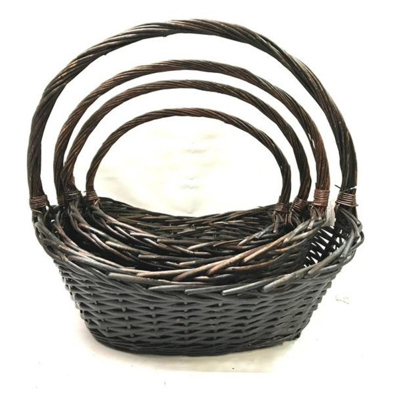 Set Of 4 Boat Shaped Willow Baskets