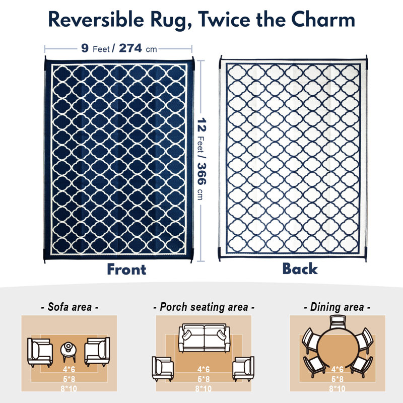 Performance Navy Outdoor/Indoor Area Rug, Rectangle 9' x 12'
