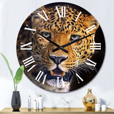 Portrait d'un léopard II - Horloge murale traditionnelle