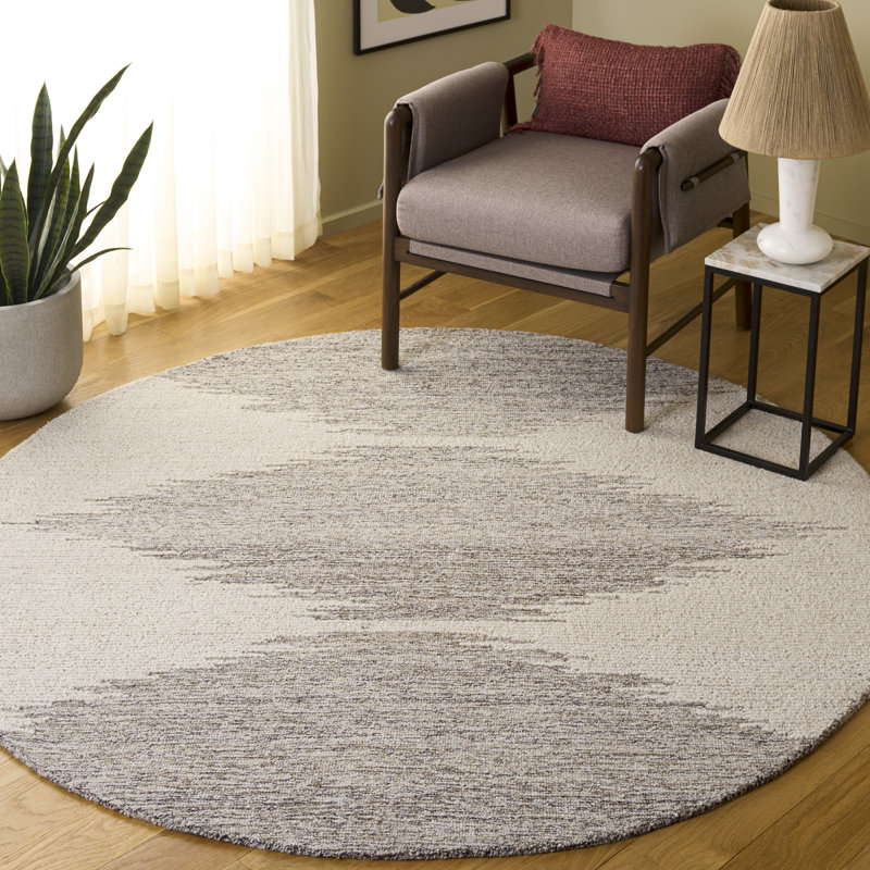Abstract Hand Tufted Wool, Cotton Abstract Indoor Rug, Round 6'