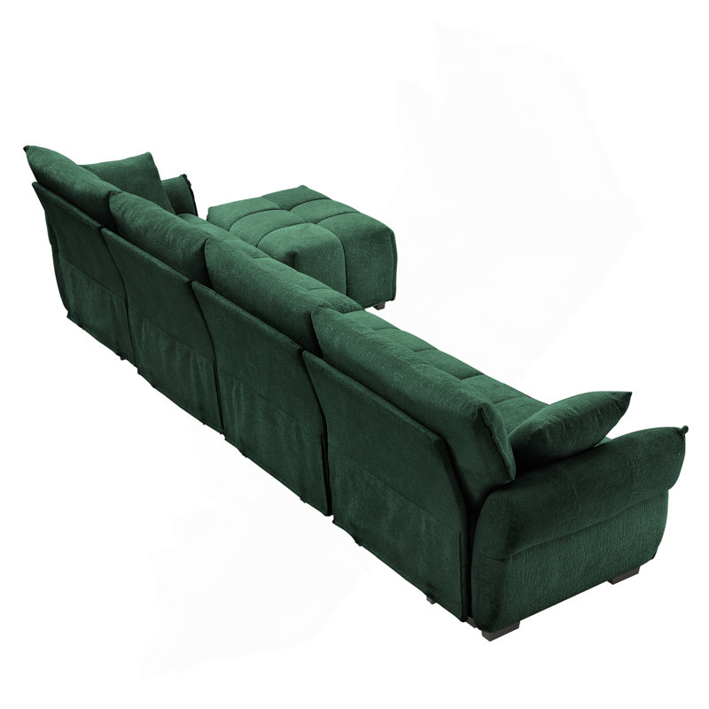 Canapé polyvalent configurable à 4 places avec repose-pieds et matériaux de qualité supérieure pour divers espaces, 4, Vert