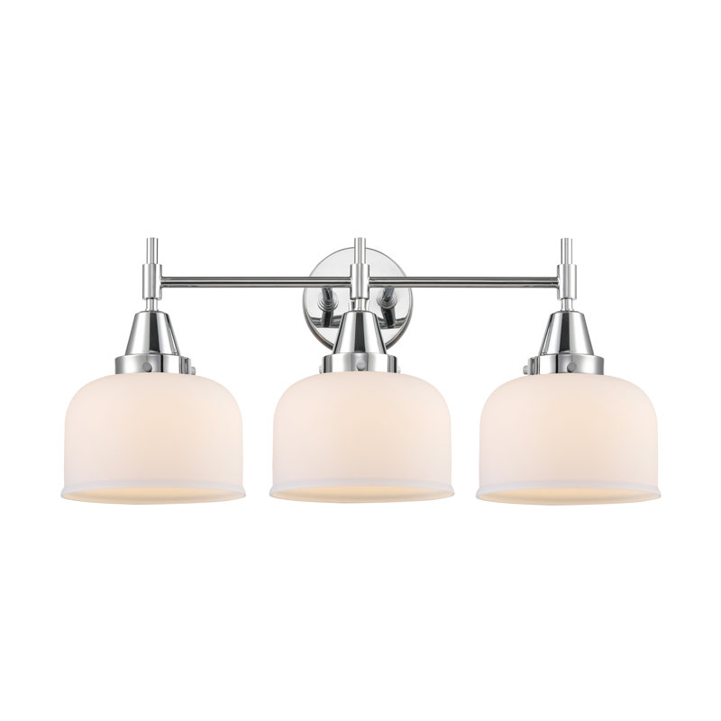 Éclairage pour meuble-lavabo à 3 lumières à intensité variable Gayle, Ampoule DEL rétro 4 watts, Blanc mat, Chrome poli