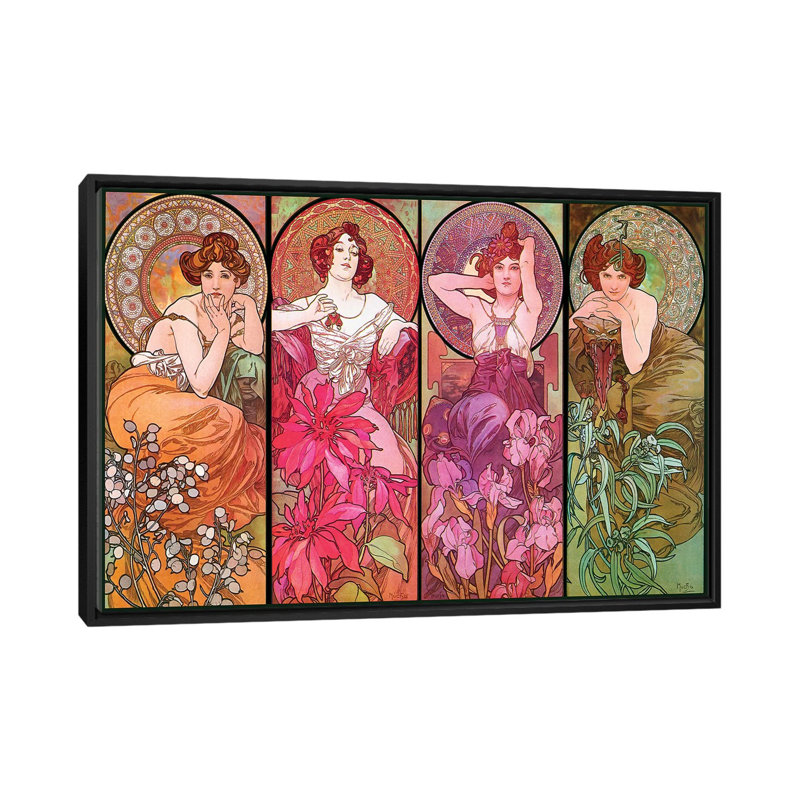 «The Precious Stones (Ruby, Emerald, Amethyst, Topaz), 1900», reproduction sur toile, H 18 po x l 26 po x P 1,5 po