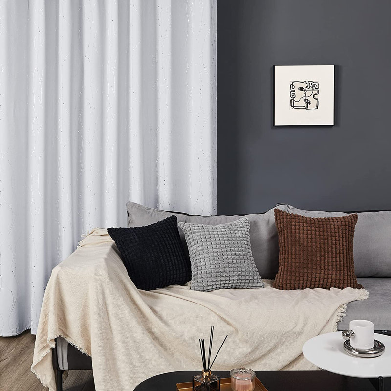 Flurin Room Darkening Curtain Pair, Grayish White, 52" W x 63" L