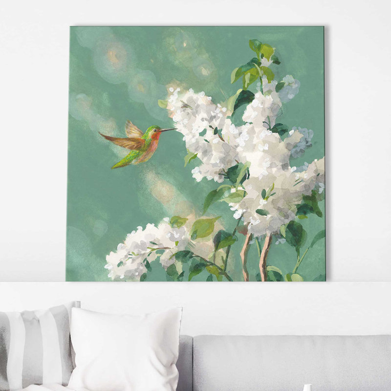 «Hummingbird Spring I (Square)» par Danhui Nai, reproduction, Toile tendue, H 24 po x l 24 po x P 1,5 po
