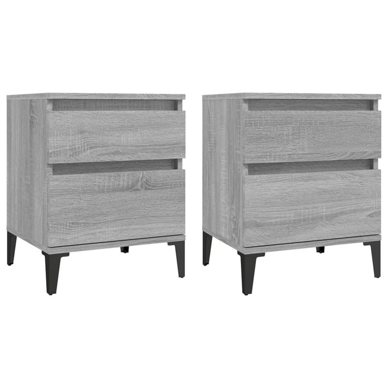 Duflos 40cm W Manufactured Wood Bedside Table, Grey, Set of 2