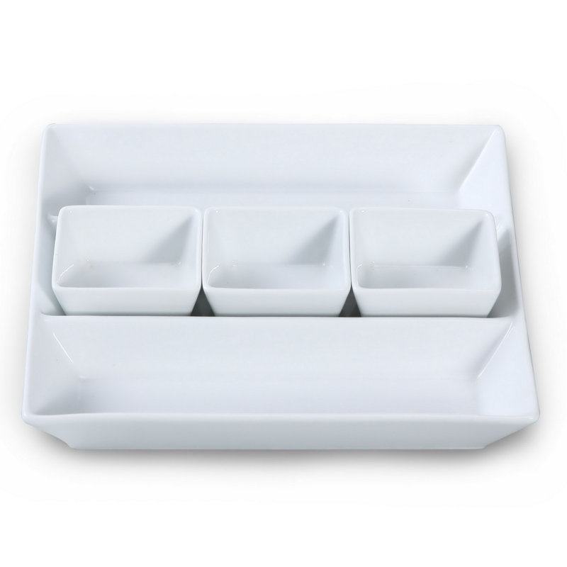 4pc chip and dip tray set