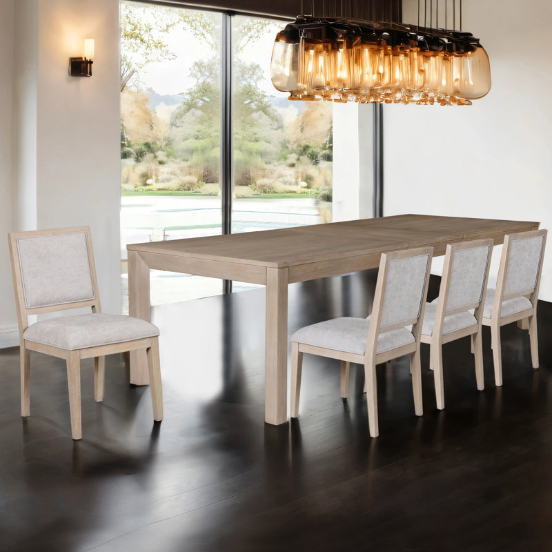 Schell 5-Piece Dining Table Set, Natural, 5 Pieces: Table, 4 Chairs