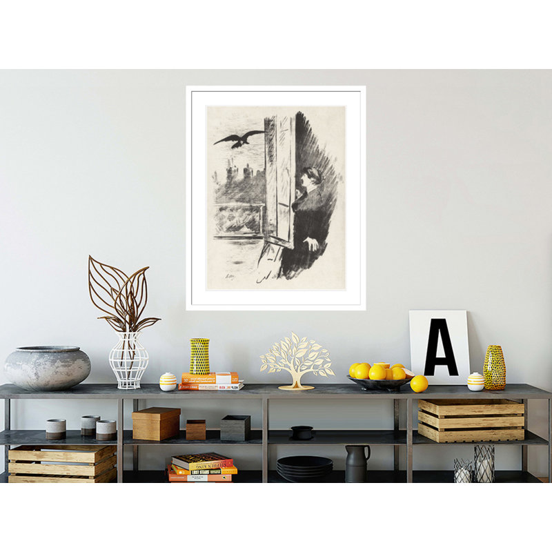 «At the Window from Stephane Mallarmé» par Edgar Allan Poe, The Raven, par Edward Manet, impression giclée encadrée