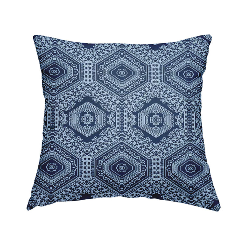 Joelle Geometric Rectangular Throw Cushion, Blue