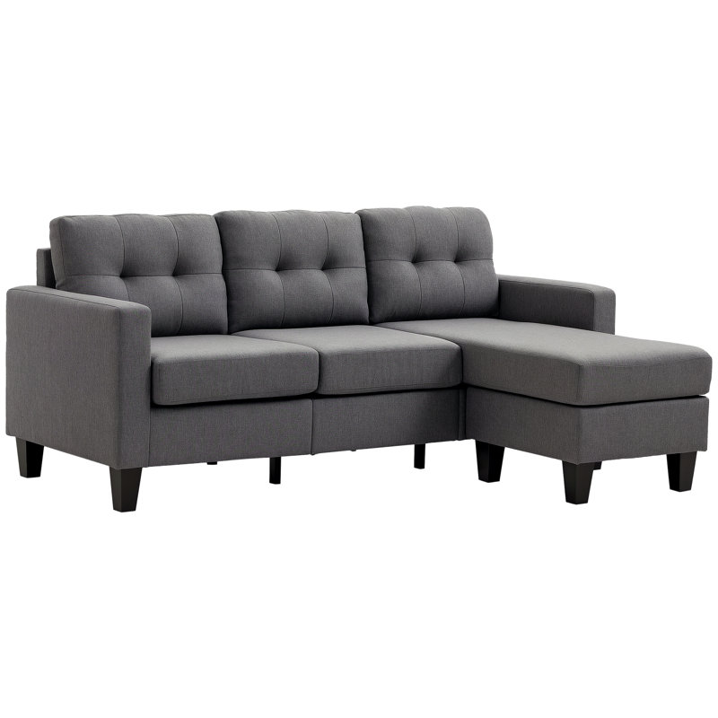 Canapé à accoudoirs carrés 76,8 po Baliny, Polyester 100 % gris foncé