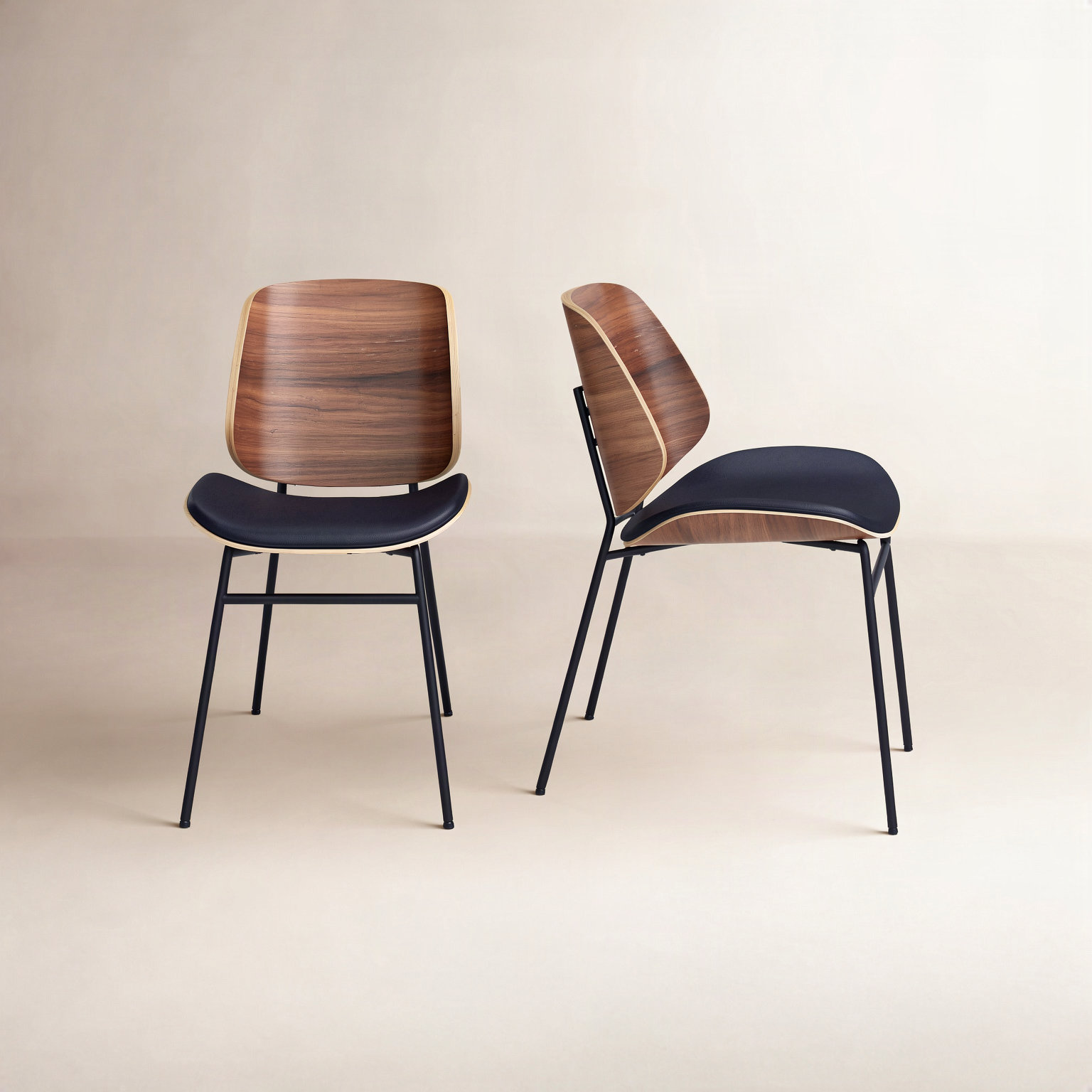 Irina Dining Chair, Black/Walnut
