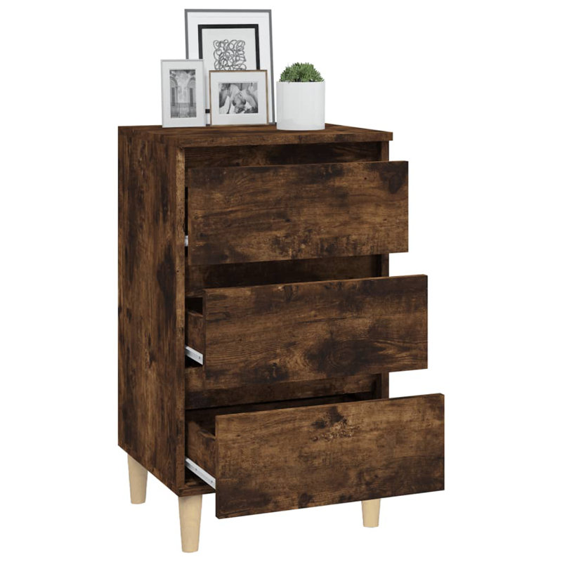 Laci-May 40cm W Bedside Table, Smoked Oak