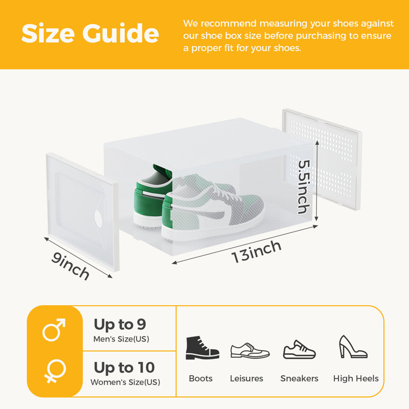Boîtes de rangement de chaussures empilables transparentes avec emboîtement, organisateur en plastique transparent (ensemble de 12)