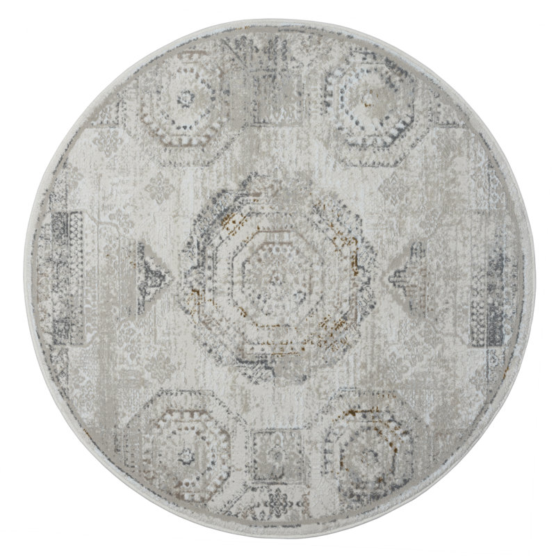 Anatolia in Kazak design, cream Rug, Round 120cm
