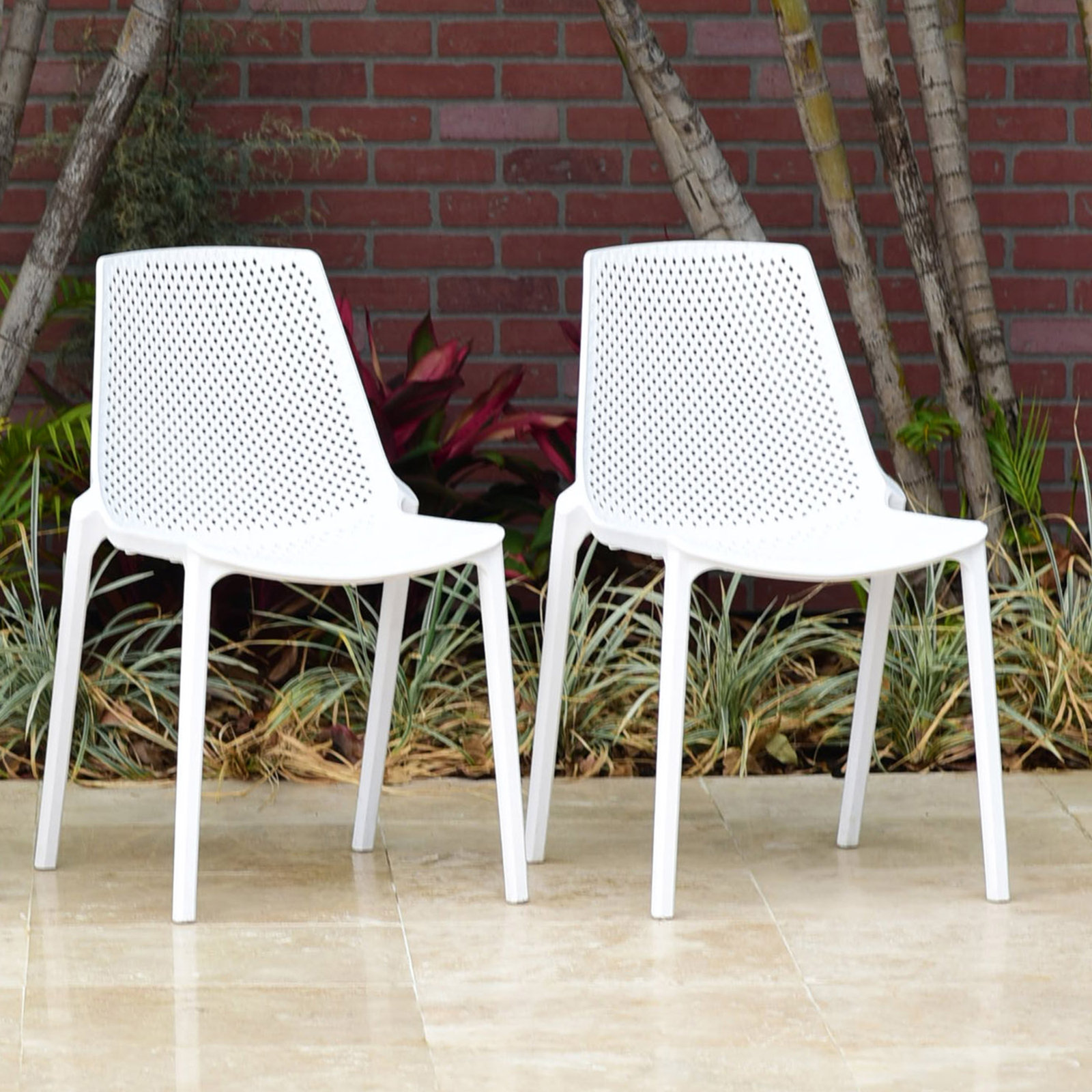 Anautica 27" Teak Patio Bistro Set, White