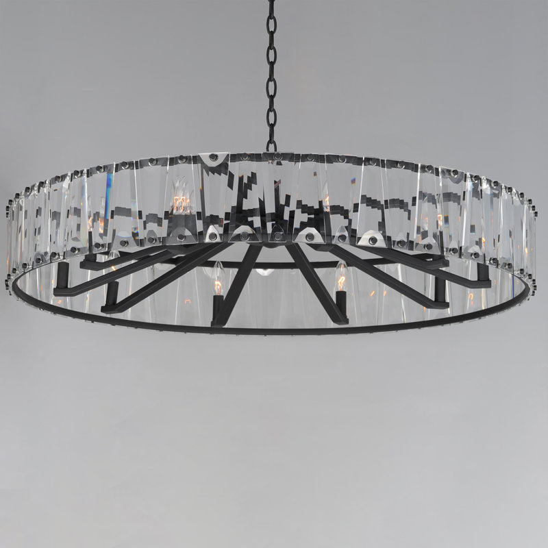 10 - Light Steel Drum Chandelier, Black