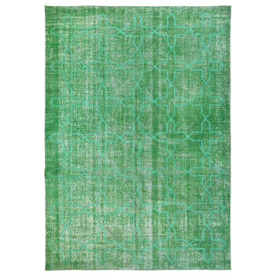 Embroidered Overdye One-of-a-Kind 6'11" X 9'9" Wool Area Rug in Green