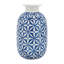 Decorative Ceramic Geometric Table Vase for Home Decor - Patterned Flower Vase for Shelf Styling and Living Room Display, Blue-1740791584