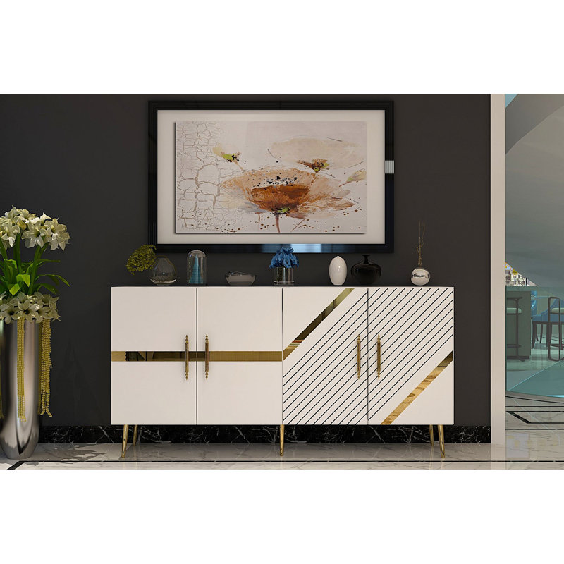 Olivia 150cm Console Table, Cream/Gold