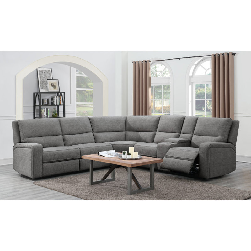 Adorah 116" Wide Corner Sectional, Charcoal Ash 100% Polyester, 41" H x 119.5" W x 92.25" D