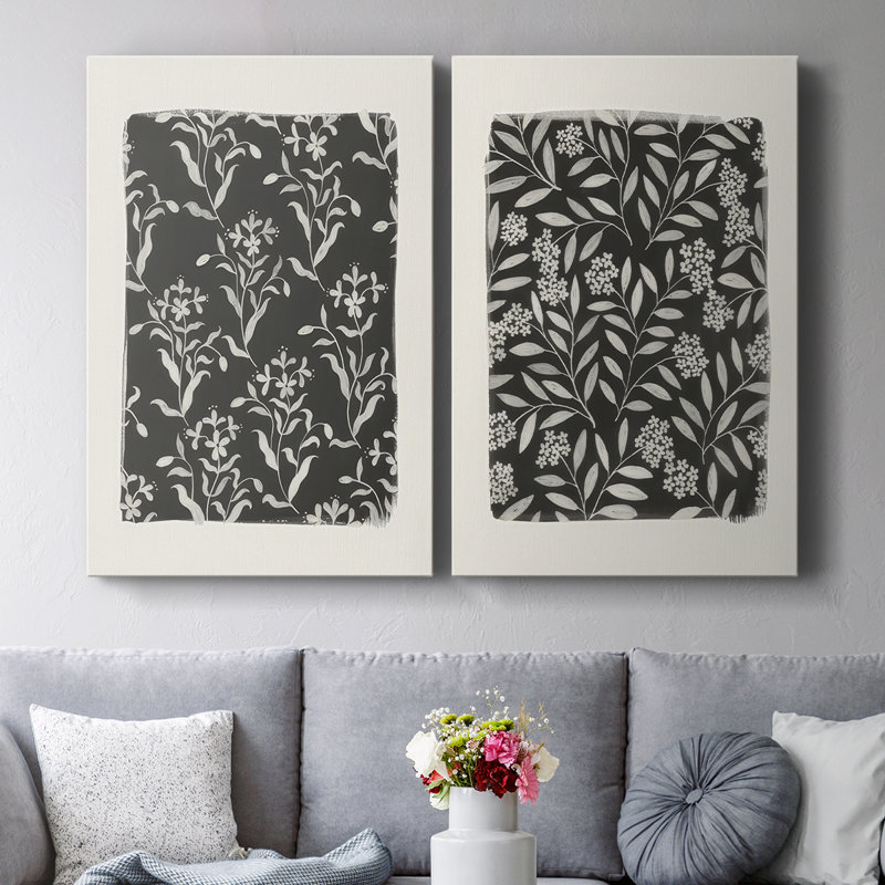 Toile tendue avec motif floral rétro I-Premium Gallery - prête à être accrochée