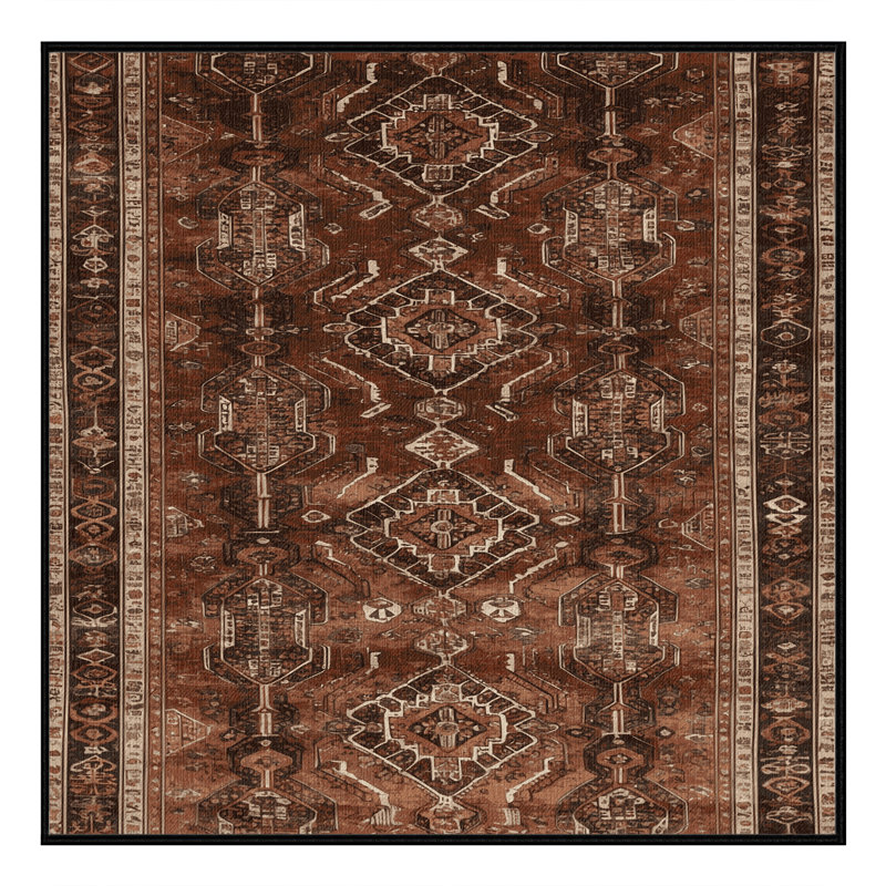 Tapis brun lavable à la machine, Carré 4 pi x 4 pi