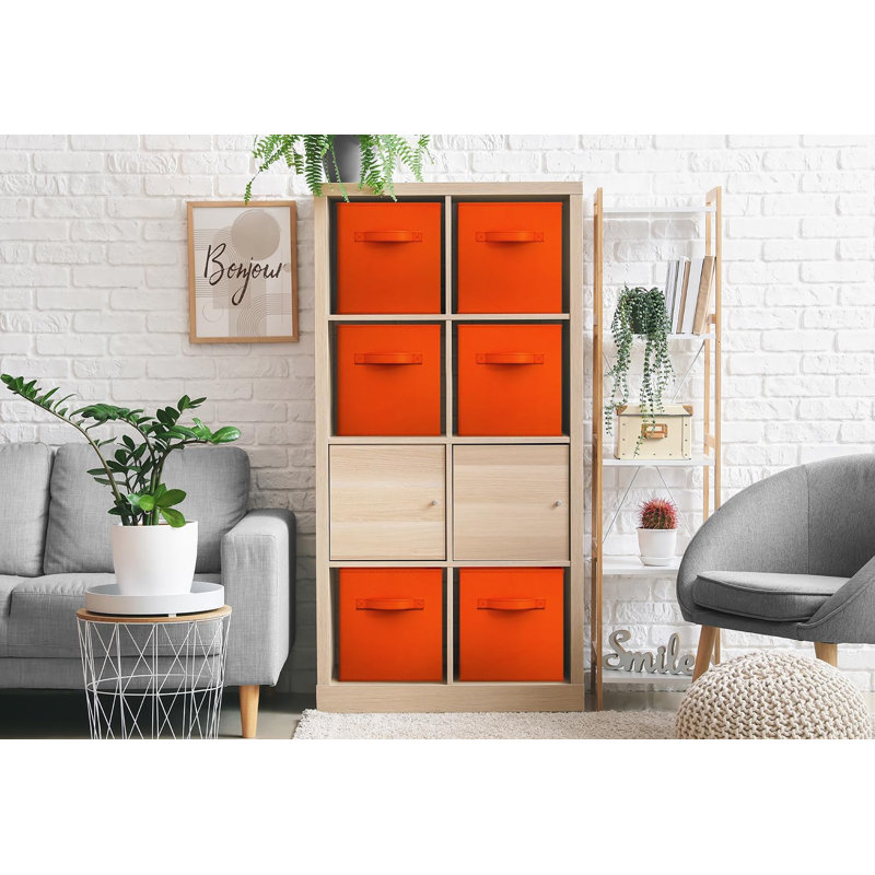  Sorbus 6 Pack 13 Inch Foldable Storage Cubes with Handle- for Organizing Home, Shelves, Nursery, Playroom, Closet and More, Orange