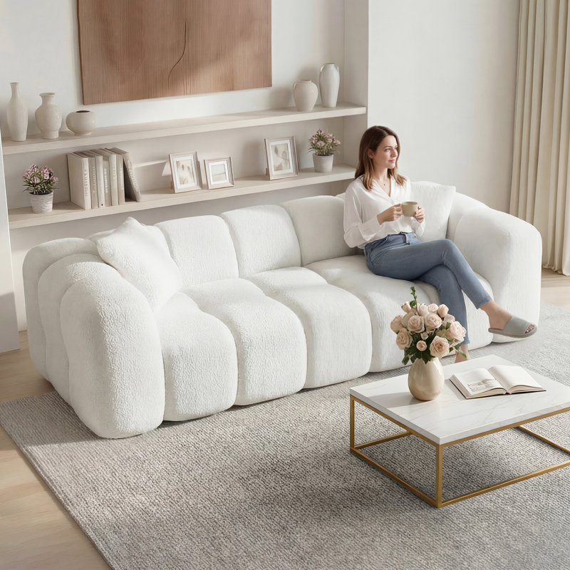 Canapé 84 po sans assemblage 84 po, White