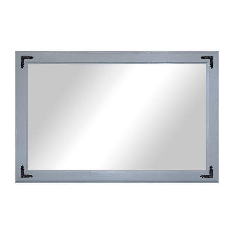 Rayne Heritage Hardwood Poplar Mirror With Decorative Corner Brackets, Gray, 54 x 33