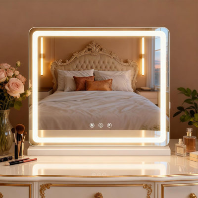 Miroir de maquillage lumineux, miroir de maquillage DEL, miroir de maquillage éclairé avec éclairage à intensité variable, commande tactile intelligente, port de chargement USB