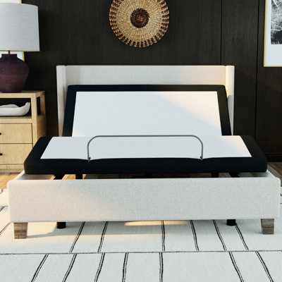 Base de lit très grand ajustable en métal gris avec zéro - tête et pied s'articulent facilement, boutons de mémoire, télécommande sans fil