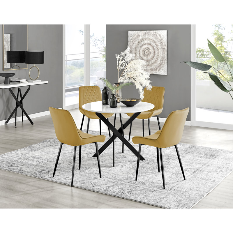 Eubanks 4 - Person Dining Set, Mustard/Black