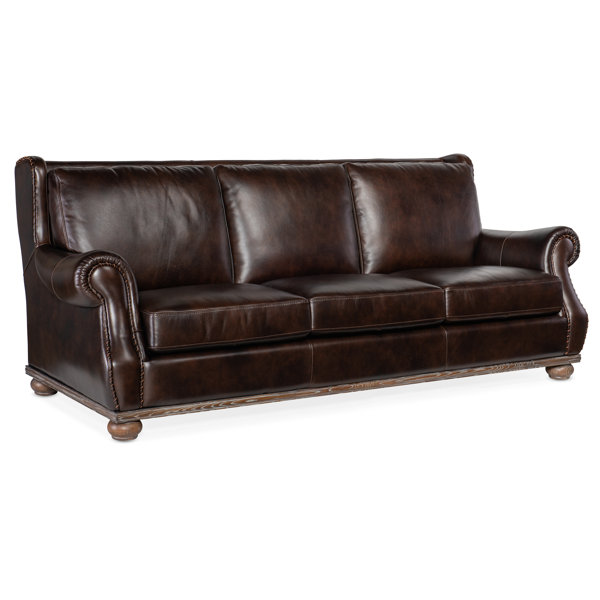 Old Hickory Tannery Morgan Gray Chesterfield Leather Sofa, Grey, Living Room Seating Sofas & Couches