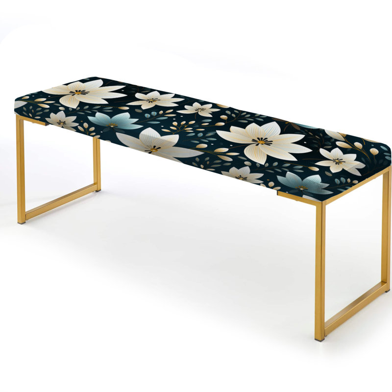 Beige motif floral harmonie côtière - banc rembourré floral doré