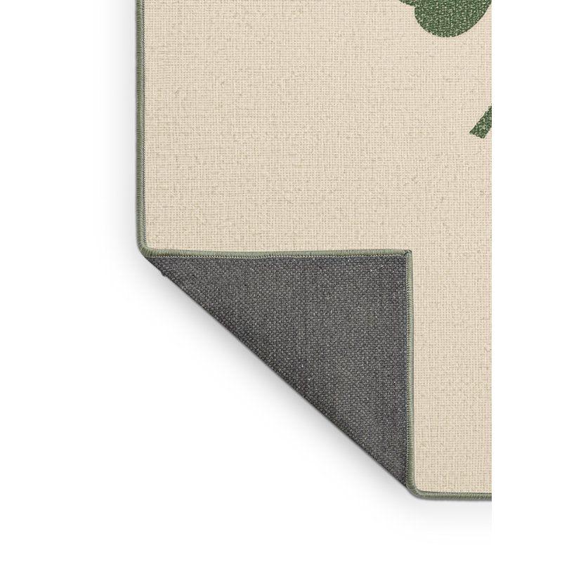 Soft Plush Fessler St Patties Modern & Contemporary Abstract Area Rug in Beige – SageGreen Binding, 5x7