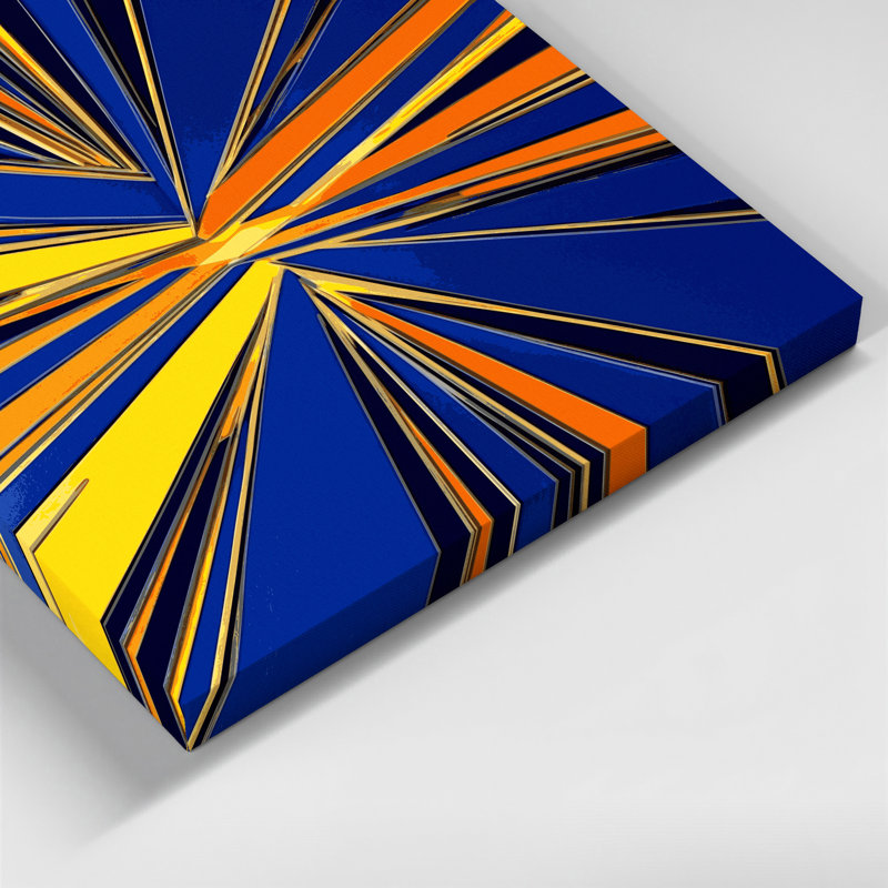 «Hard Edge 3», art mural sur toile bleue, H 24 po x l 36 po