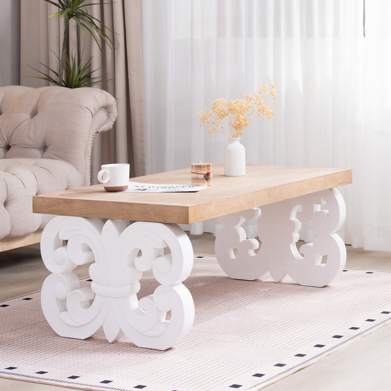Table basse 47 po, Naturel + blanc