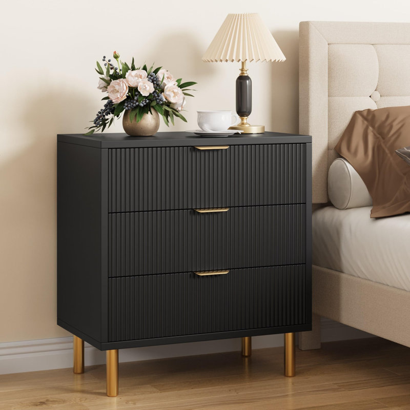 End Table, Black, Black / Gold, Gold
