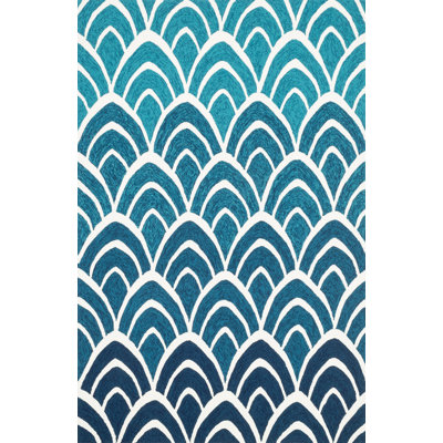 Tapis décoratif d’intérieur/extérieur bleu crochetés naal