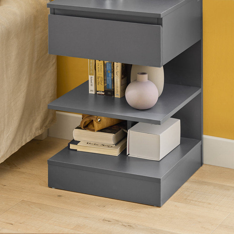 Irasville 39cm W Manufactured Wood Bedside Table, Grey