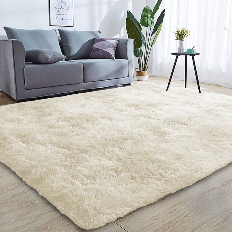 Perryton Solid Colour Faux Fur Shag Area Rug, Rectangle 200 x 290cm