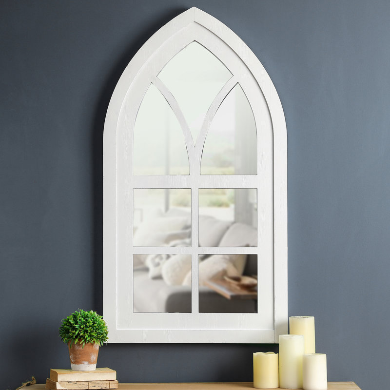 Merrie Wood Flat Wall Mirror, White
