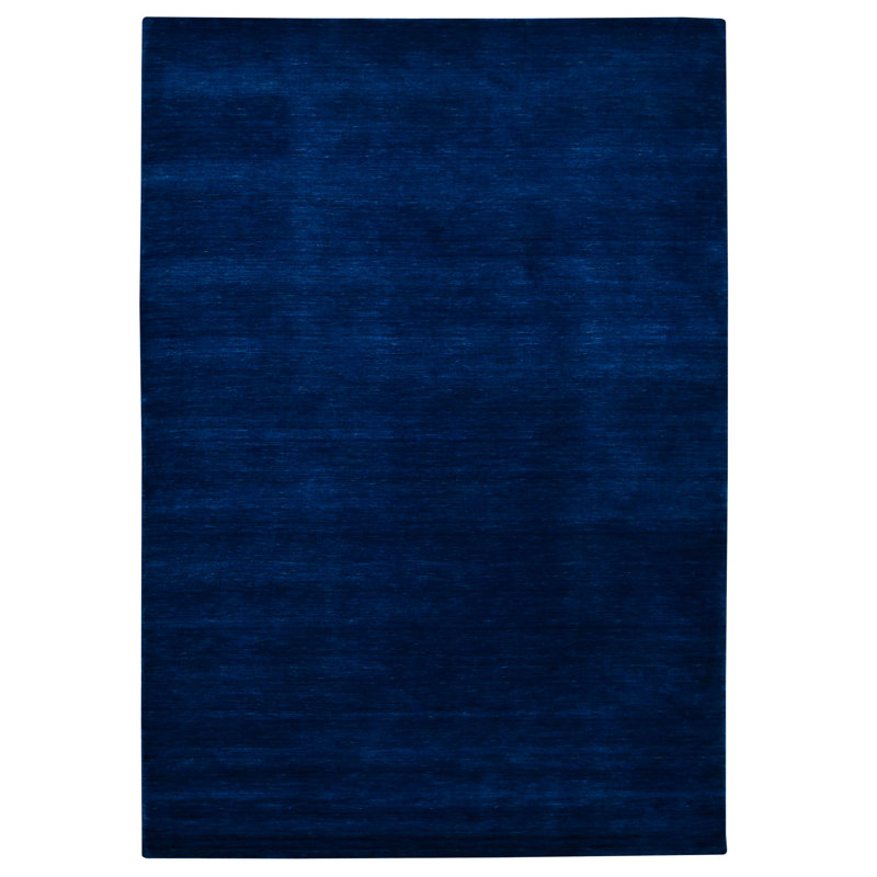 Tapis bleu en laine tissé à la main Chauvin, Rectangle 2 pi x 3 pi