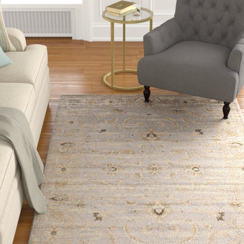 Tapis gris en polypropylène à motif oriental traditionnel Lecuyer, Rectangle 5 pi 3 po x 7 pi 3 po