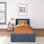Solid Wood Upholstered Bed with Rectangular Headboard with 2 Drawer Side Storage
